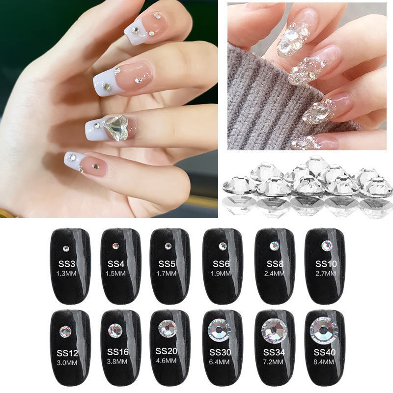 1440pcs Glass Flat Back Rhinestones SS3 SS10 SS16 SS20 For Nails Art Tumblers Crafts Glass Rhinestones SS16