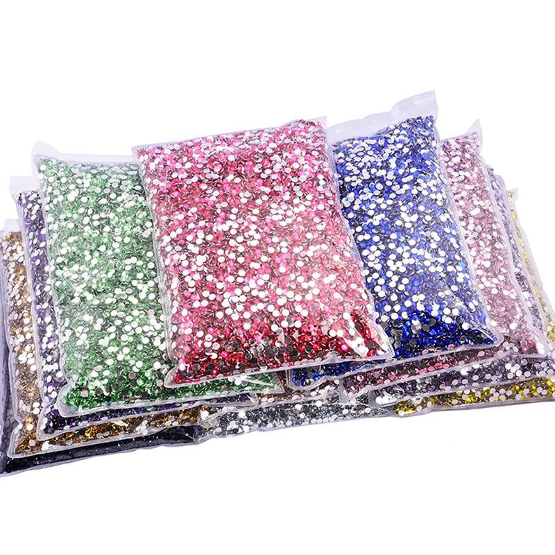 Flat Back 2mm 3mm 4mm 5mm 6mm Resin Rhinestones Glue On Transparent Glass Rhinestones Bulk