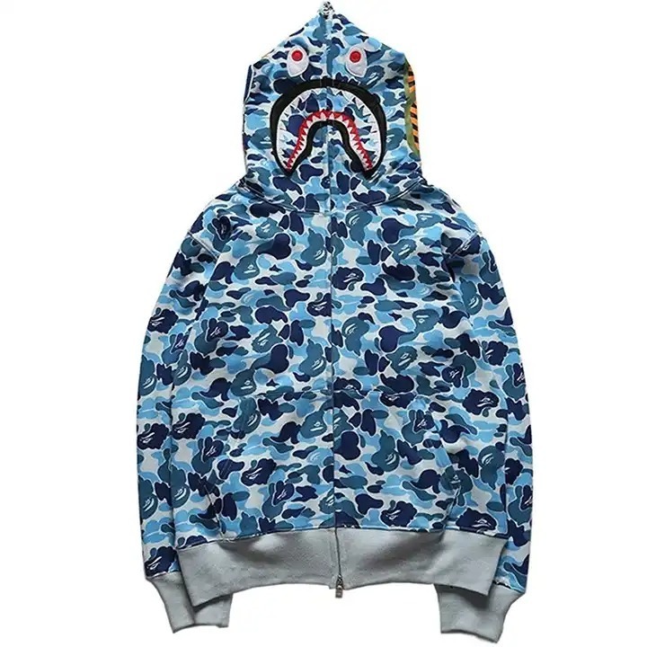 Free Sample New Design Men's Full Face Zipper Up Bape Hoodie Oversized Custom Logo And Private Label Hoodies For Men's