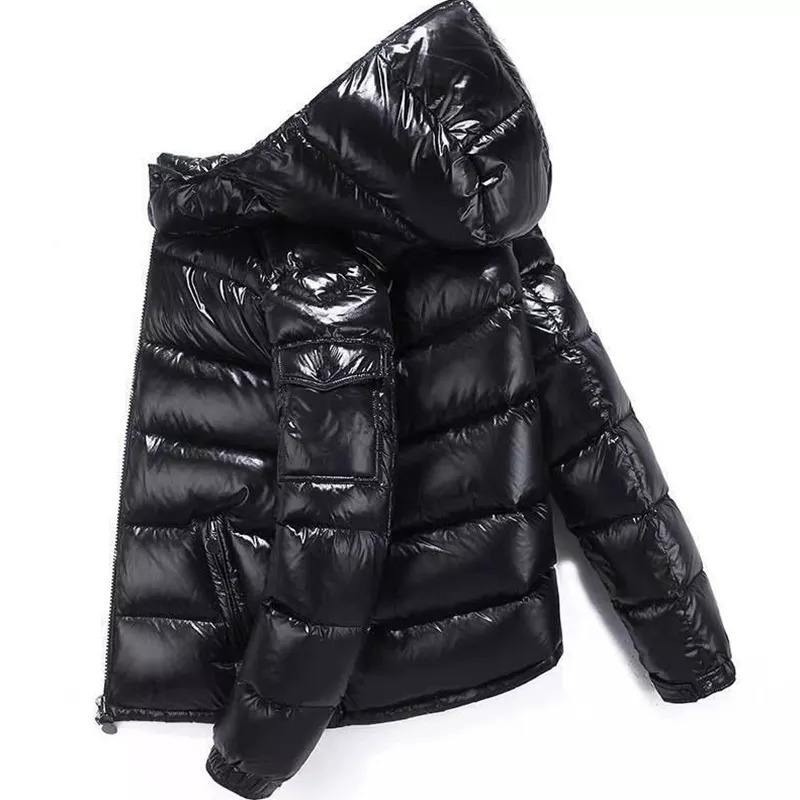 2023 New Arrival Men's Warn Winter Shiny Quilted Puffer Jacket Windbreaker Padded Thick Black Hooded Jacket