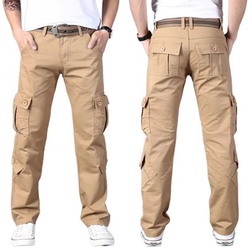 Factory Direct Custom Cargo Pants For Men's 100% Cotton Multi Pocket Cargo Pants Streetwear Style OEM