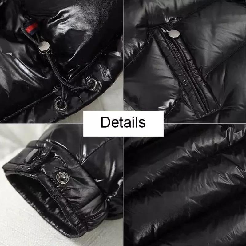 2023 New Arrival Men's Warn Winter Shiny Quilted Puffer Jacket Windbreaker Padded Thick Black Hooded Jacket