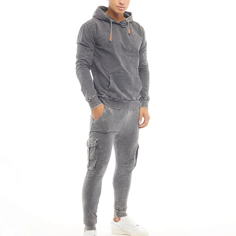 Custom Stacked Joggers Sets Embroidery Patches Acid Wash Tracksuits High Quality Durable Material Acid Wash Tracksuits