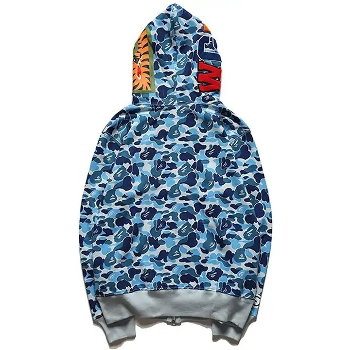 Free Sample New Design Men's Full Face Zipper Up Bape Hoodie Oversized Custom Logo And Private Label Hoodies For Men's