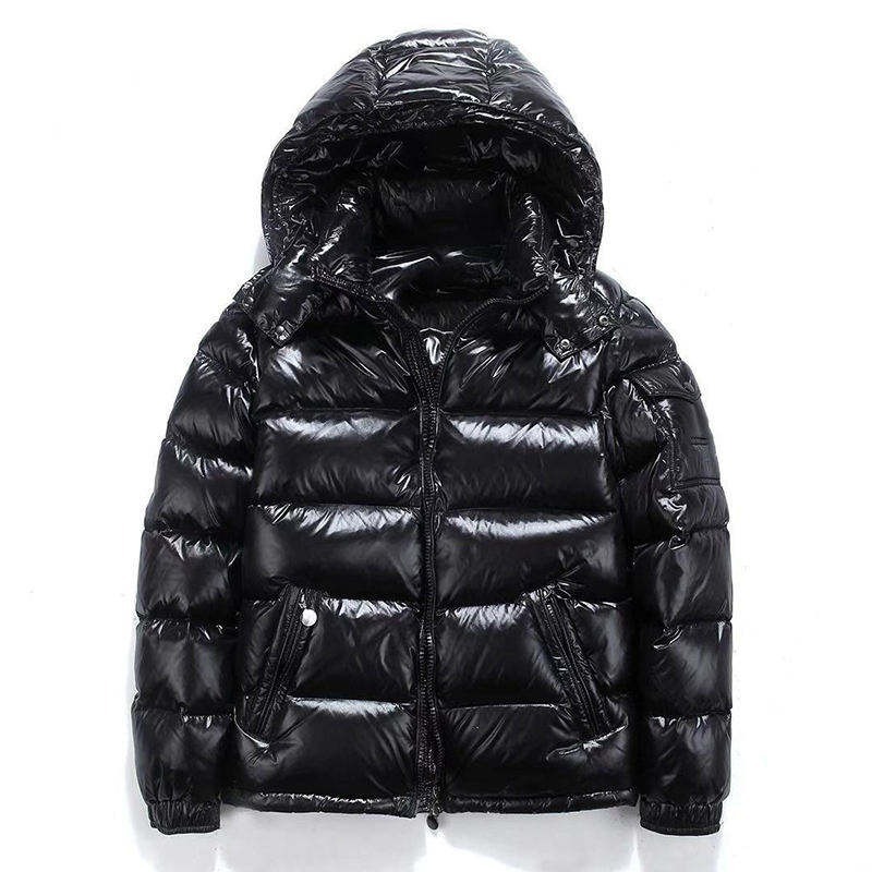 2023 New Arrival Men's Warn Winter Shiny Quilted Puffer Jacket Windbreaker Padded Thick Black Hooded Jacket