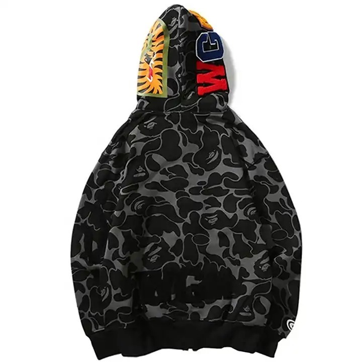 Free Sample New Design Men's Full Face Zipper Up Bape Hoodie Oversized Custom Logo And Private Label Hoodies For Men's