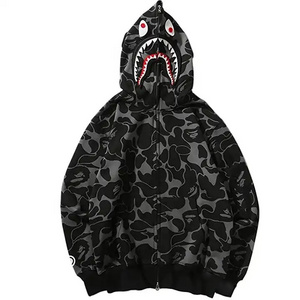 Free Sample New Design Men's Full Face Zipper Up Bape Hoodie Oversized Custom Logo And Private Label Hoodies For Men's