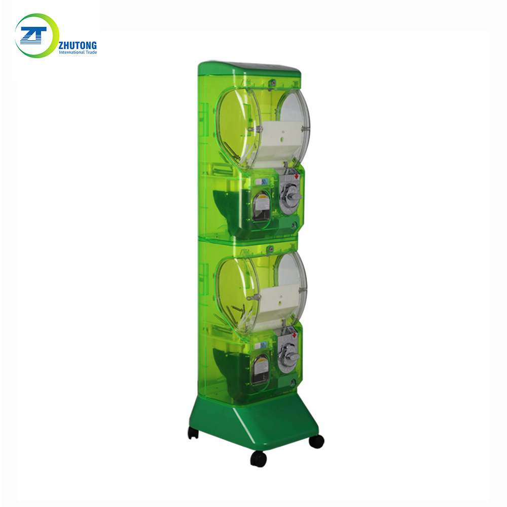 Cheap Price two layer gumball gashapon toy capsule vending machine automatic crystal funny capsule toy vending machine