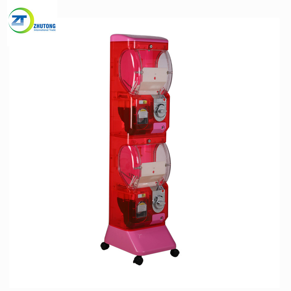 Cheap Price two layer gumball gashapon toy capsule vending machine automatic crystal funny capsule toy vending machine