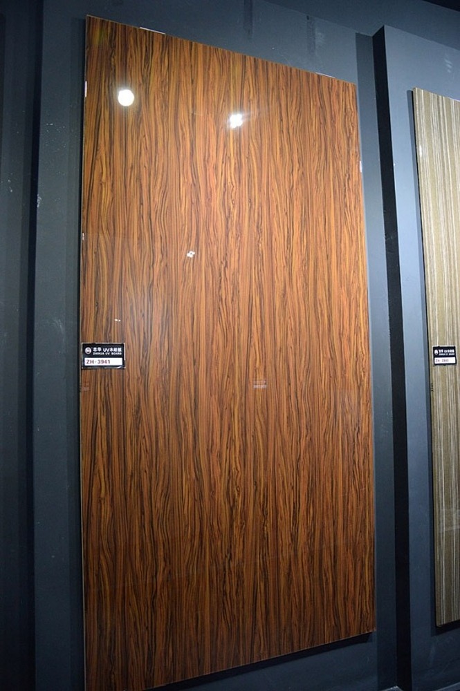 Wood grain veneered mdf board high gloss e0 mdf board