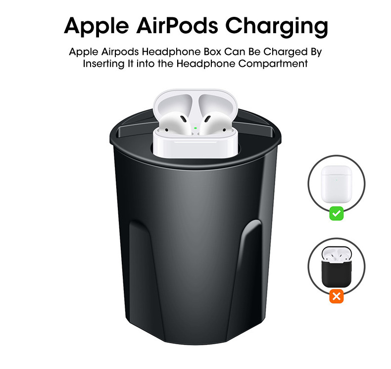 10W Quick Charger 4-in-1 Car Wireless Charger Cup with USB Charger Phone Earphone Electric Car Integrated Multi-function Holder