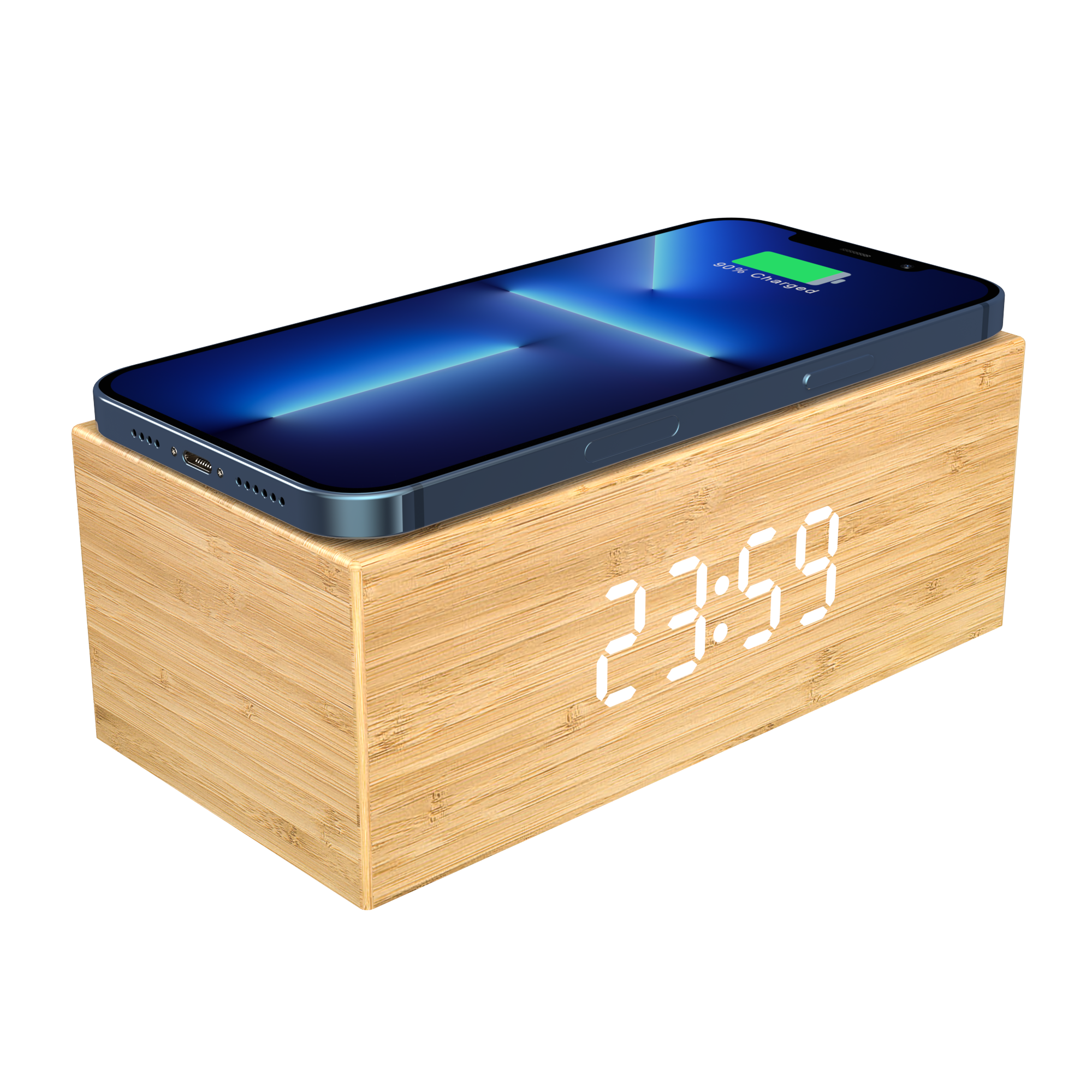 3 In 1 Alarm Clock Multifunction Portable Wooden BT Speaker Led Mobile Phone Station Fast Charging Qi Wireless Charger