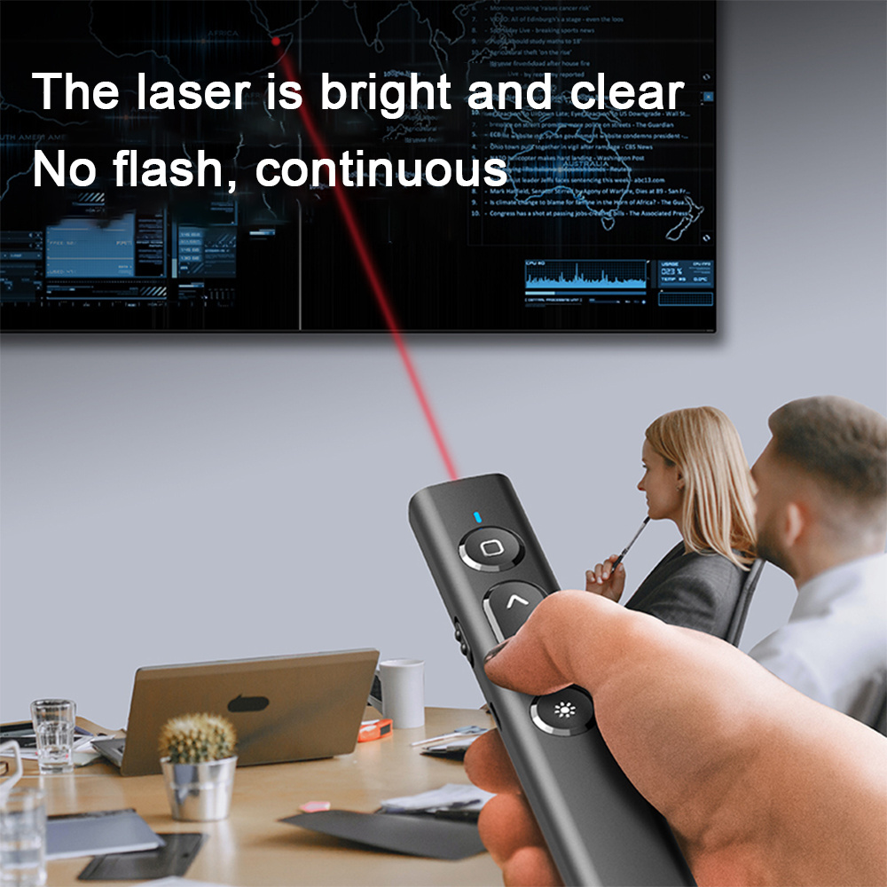 Portable 2.4GHz USB Charging Wireless Presenter for PPT Powerpoint Projectors with Dual Mode Laser Pointer Remote Control Pen