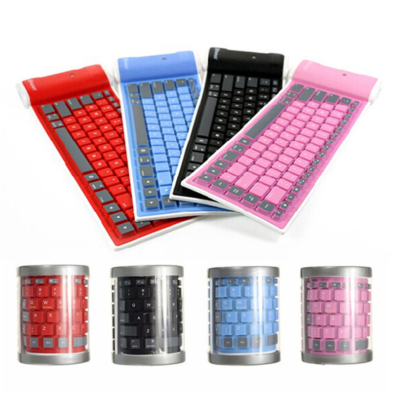 Waterproof Wireless Roll Up Key Board for Phone for Tablet Silent 87key Keypads Soft Silicone Flexible Foldable Keyboard