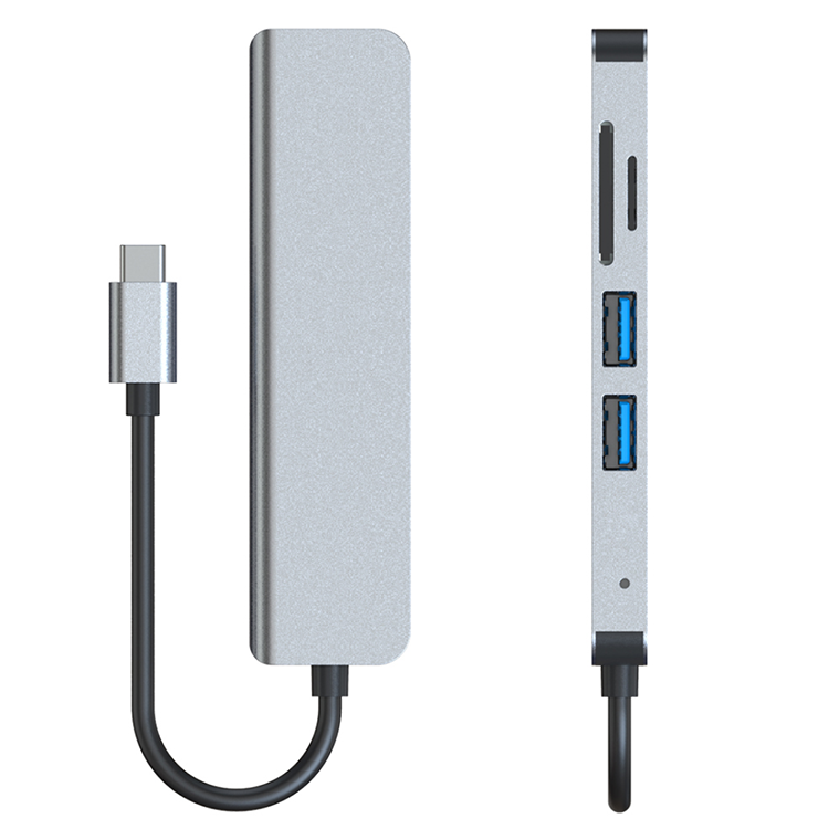 4-in-1 Aluminum Portable USB C 3.0 Por Hubs Docking Station Thunderbolt with USB 2.0 Fast Charging in Stock!