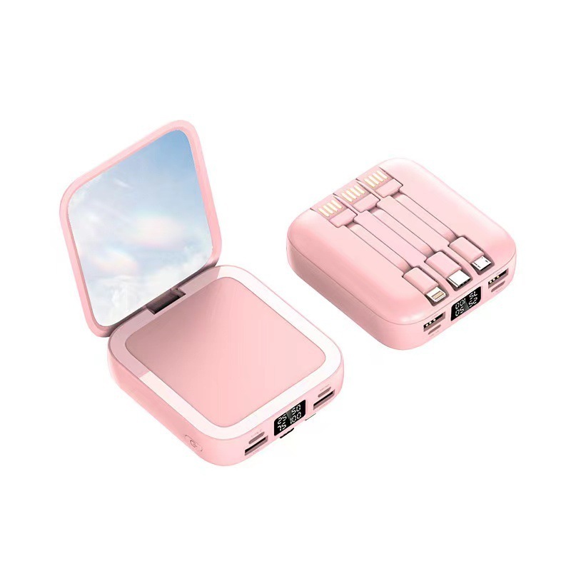 3300mah mini pocket powerbanks charger with makeup mirror emergency powerbank diamond case 5000mah phone power bank