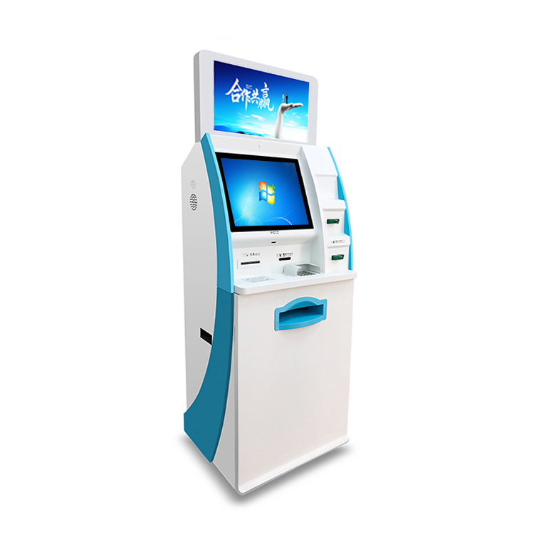 China OED factory sale self service kiosk machine with card reader double screen kiosk bank  ATM machine