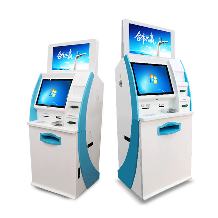 China OED factory sale self service kiosk machine with card reader double screen kiosk bank  ATM machine