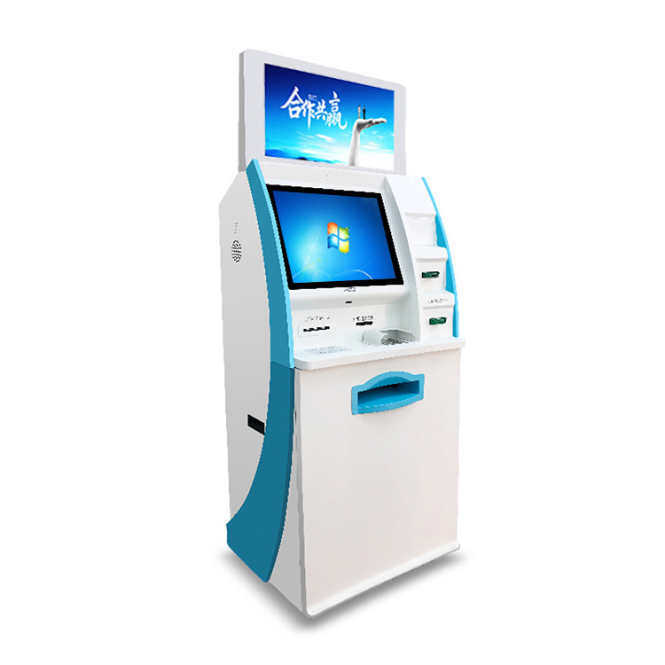 China OED factory sale self service kiosk machine with card reader double screen kiosk bank  ATM machine