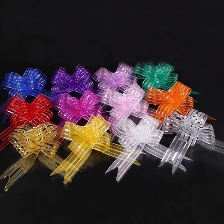 New Arrival PP Gift Ribbon Pull Bow Gift Wrapping Accessories Christmas Gifts Box and Trees Ornament Organza Ribbon Bow