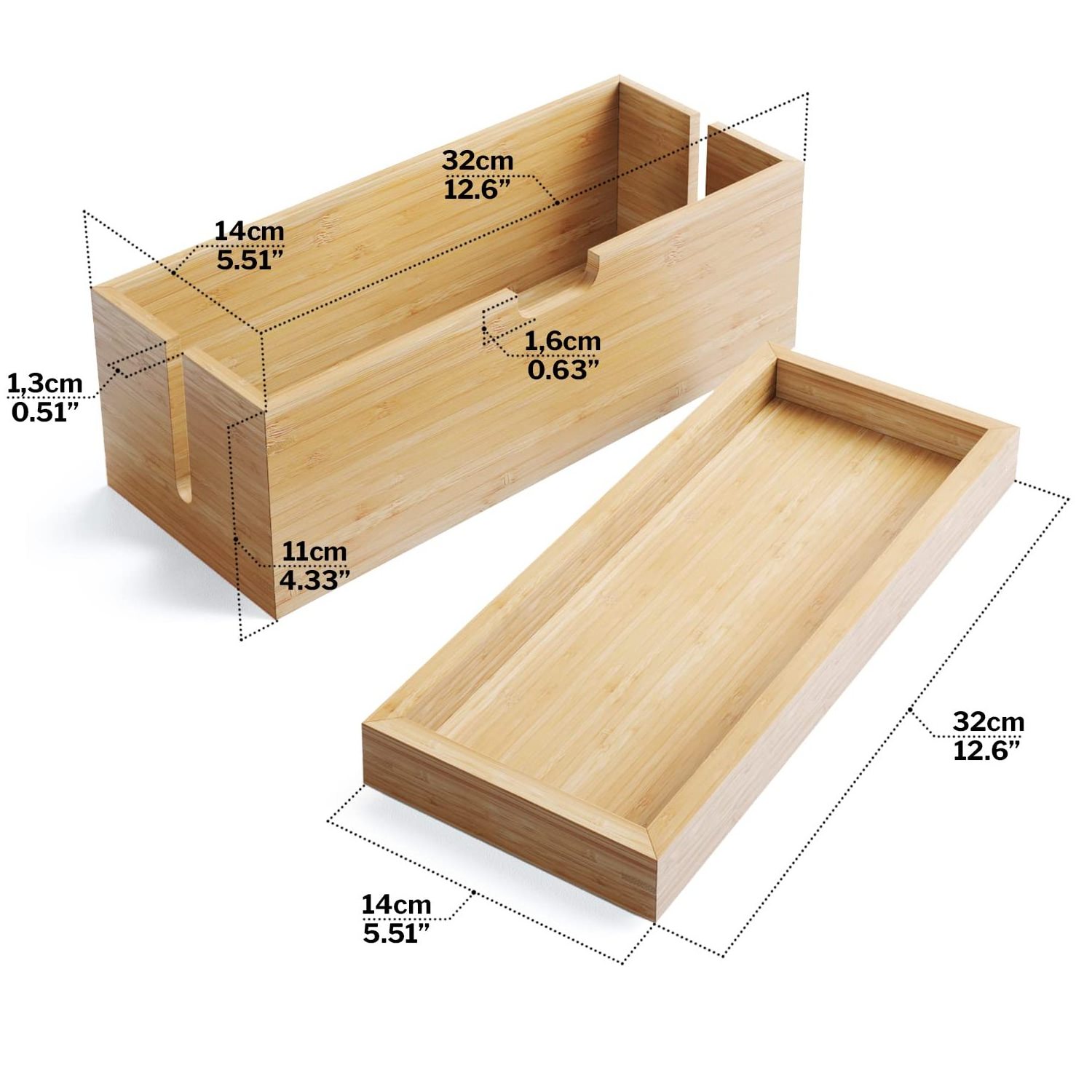 Bamboo Storage Box with lid  suitable for storing chargers, power strips and cables  cable management box  made of wood