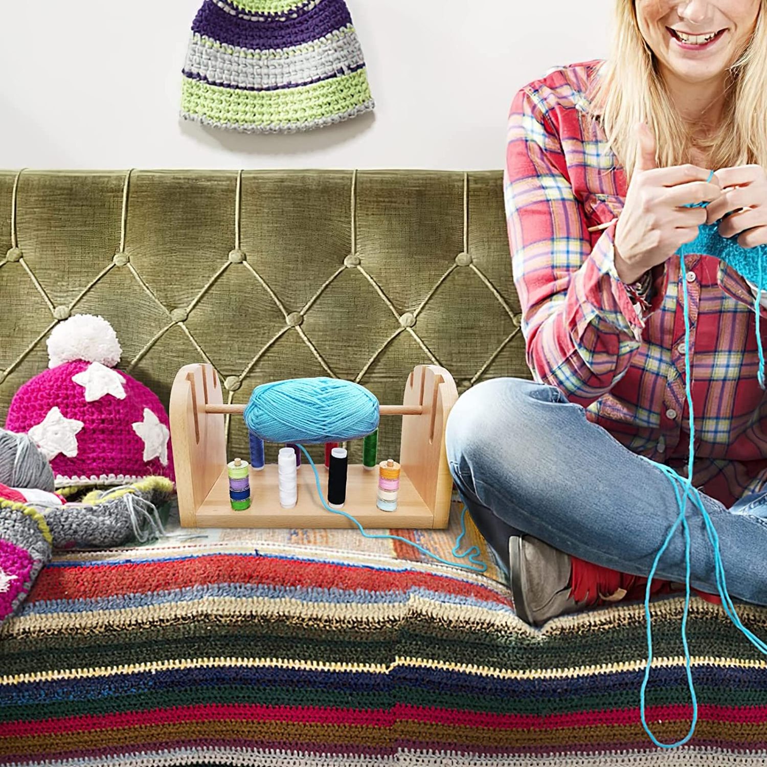 Bamboo Yarn Holder Dispenser for Crocheting