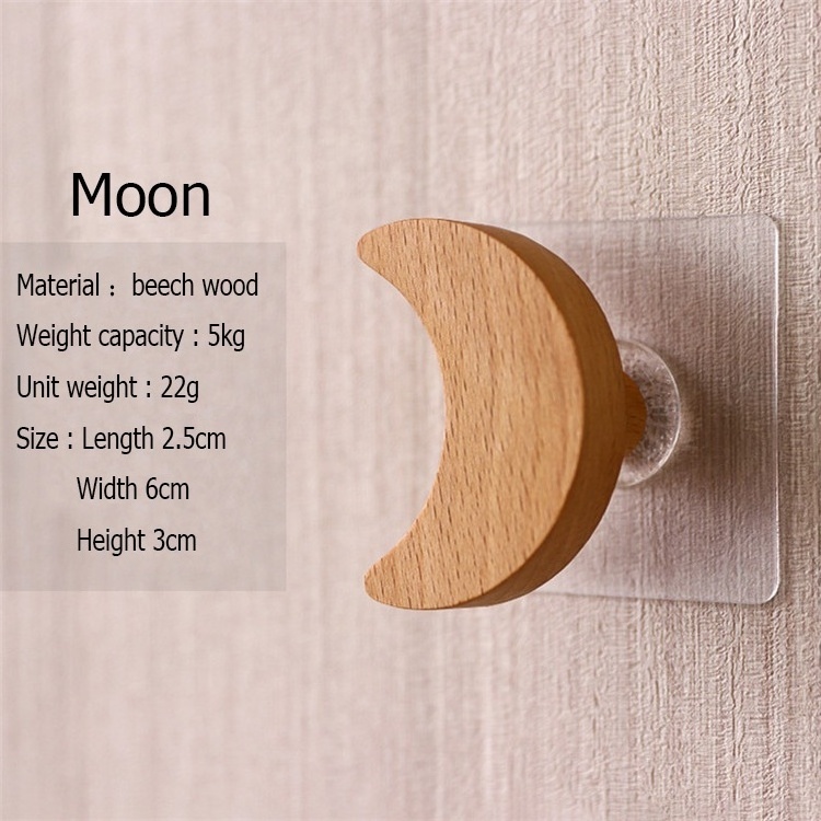 Customize Multipurpose Wood Decorative Coat Hanger Cartoon Wooden Hook Wall Natural Beech Wood Hat Hooks