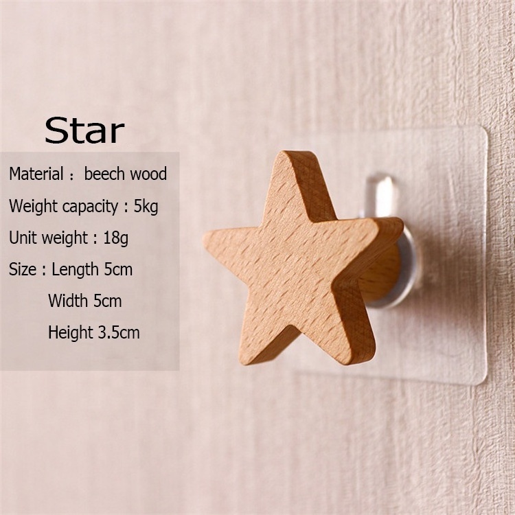 Customize Multipurpose Wood Decorative Coat Hanger Cartoon Wooden Hook Wall Natural Beech Wood Hat Hooks