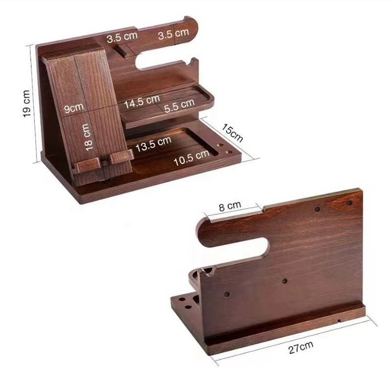 Wooden desk organizer holder Wooden phone extension keychain wallet holder Custom natural walnut wood phone docking station