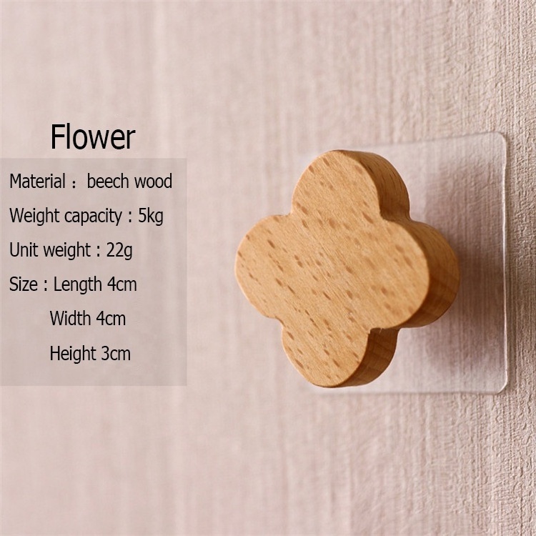 Customize Multipurpose Wood Decorative Coat Hanger Cartoon Wooden Hook Wall Natural Beech Wood Hat Hooks