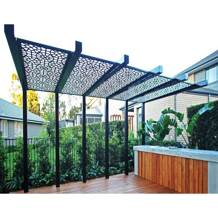 Customized Metal Decorative Outdoor Gazebo Waterproof Garden Pergola Grey Garden Shed