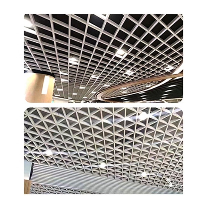 Popular Ceiling Tile Design  Wood Grain Wall Panel 600x600 Aluminum Plastic Grid Cell Ceiling