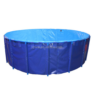 China zhonghang customized durable pvc tarpaulin portable plastic round fish tank for fish pond