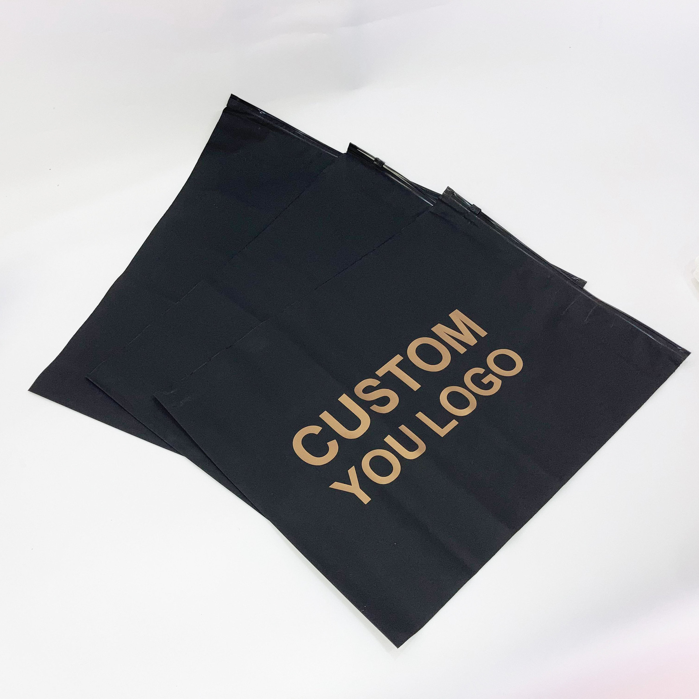 Customized Printing Logo Plastic Zipper Slider Frosted Matte Black Zip Lock Compostable Zipper Packaging Bag For Clothes