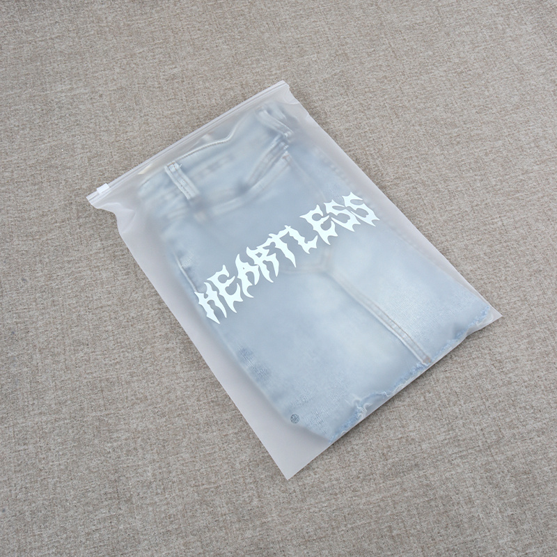 Custom Printed Company Logo Biodegradable T Shirt Clothing Packaging Bags Matte Zip Lock Pe Frosted Zipper Plastic Bag