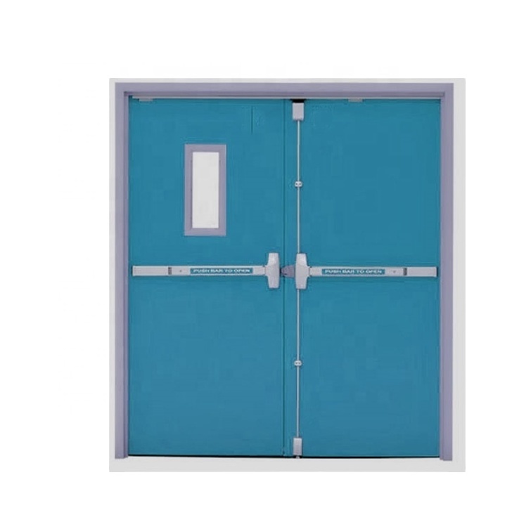 U L EN1634 factory direct supply 1 hour Steel Fire doors ,fire rated one and half door with kick plate for hospital