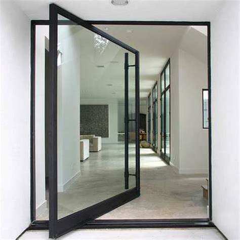 Luxurious Simple Single Leaf Aluminium And Window Accessories Pivot Glass Door With Tempered