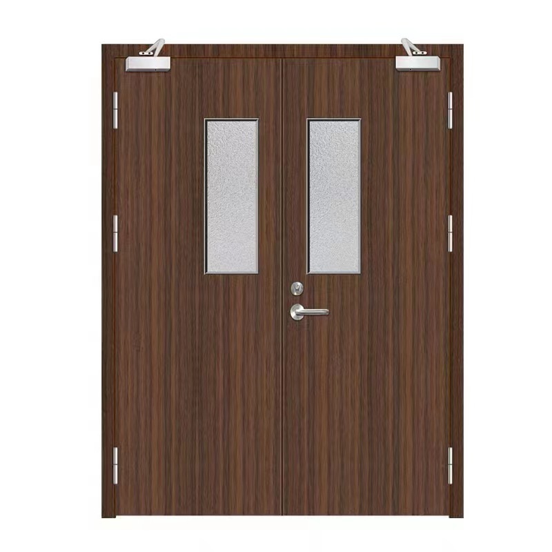 Commercial School Classroom Apartment Hospital Hotel Interior Room Soundproof Fire Rated Wooden Doors With Vision Glass Panel