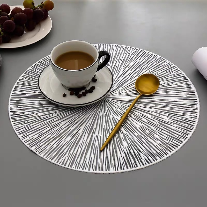 Custom Logo Table Mats Gold Sets dining Round Gold Silver Pvc Placemats