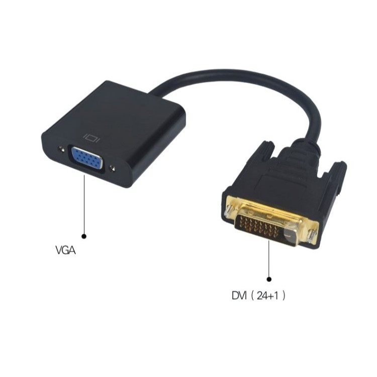 Support 1080P  24+1 Pin Male to VGA 15Pin Female Cable Video Converter for monitor dvi to vga Adapter