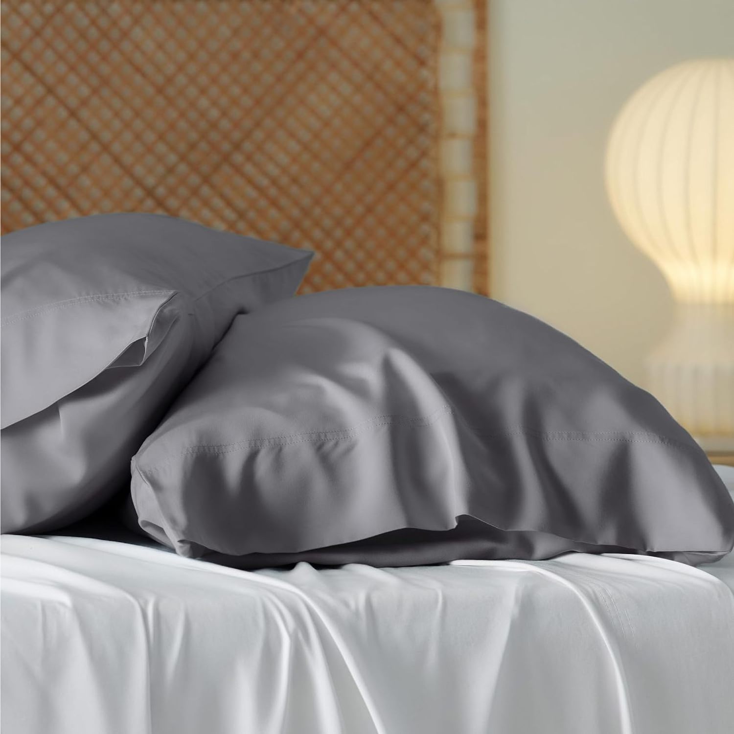 pillow covers home decor luxury, Cooling Pillow Cases Standard Size, Rayon Derived from Bamboo Dark Grey Pillowcase 2