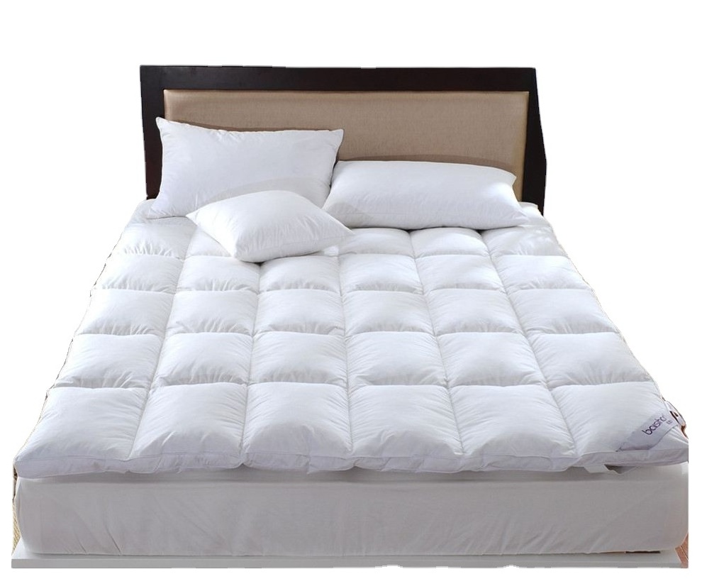 Mattres,Duvet,100% Organic Cotton White Duck Feather Filling 5 Stars Hotel Bed Mattress Topper / Pad