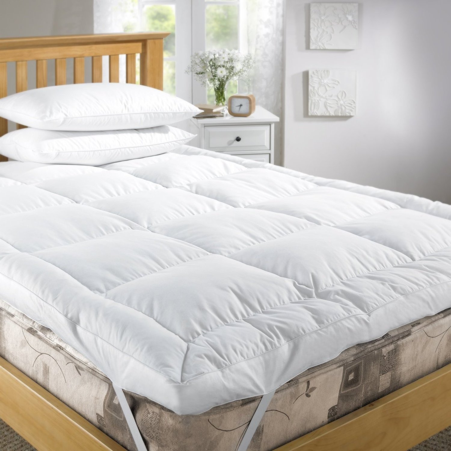 90*190cm filling square quilted baffle mattress topper custom size duck down feather filled hotel bed mattress topper