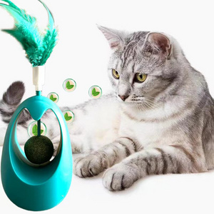 Interactive Cat Toys Funny Simulation Kitten Catnip Lick Ball Feather Tumbler Toy Chew Tumbler Pet Cats Supplies