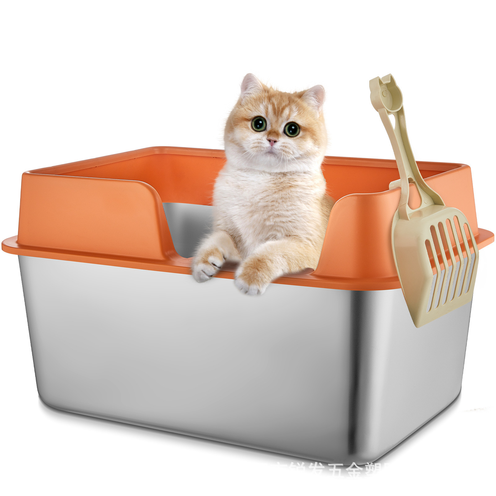 Large Capacity  Semi-closed Sand Box Pet Toilet Anti Splash Cat Tray Cleaning Bath Basin Supplies stainless steel cat litter box