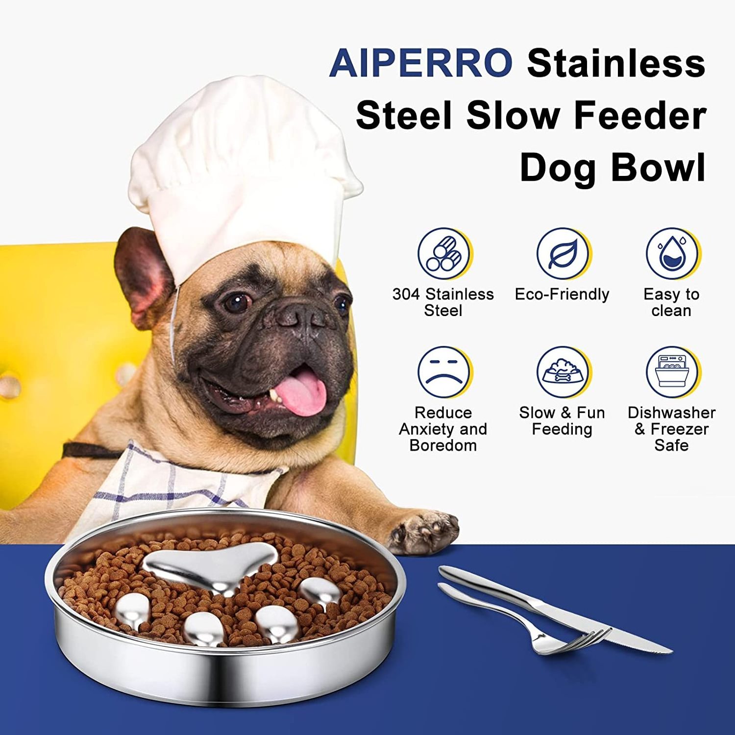 Manufacture Slow Feeder Dog 304 Metal Pet Food Water Stainless Steel Pet Bowls Metal Pet Bowls Metal Feeders