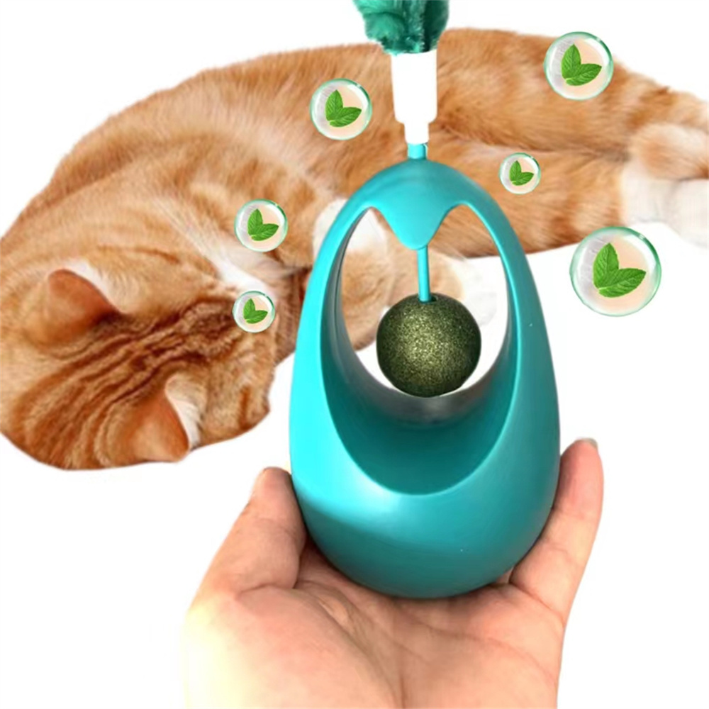 Interactive Cat Toys Funny Simulation Kitten Catnip Lick Ball Feather Tumbler Toy Chew Tumbler Pet Cats Supplies