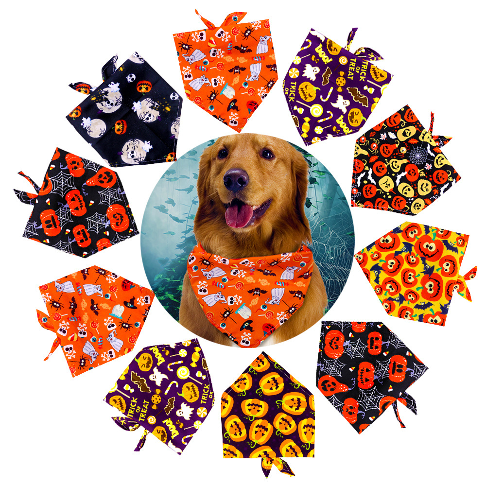 Pet Fall Pet Supplies Halloween Dog Accessories Small Dog  Scarf Puppy Bibs Thanksgiving Dog Supplies