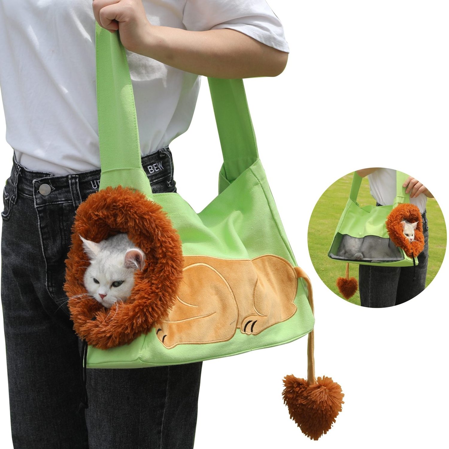 Pet Carriers Lion Design Portable Breathable Bag Cat Dog Carrier Bags Outgoing Travel Pets Handbag Pet Shoulder Carrying Bags