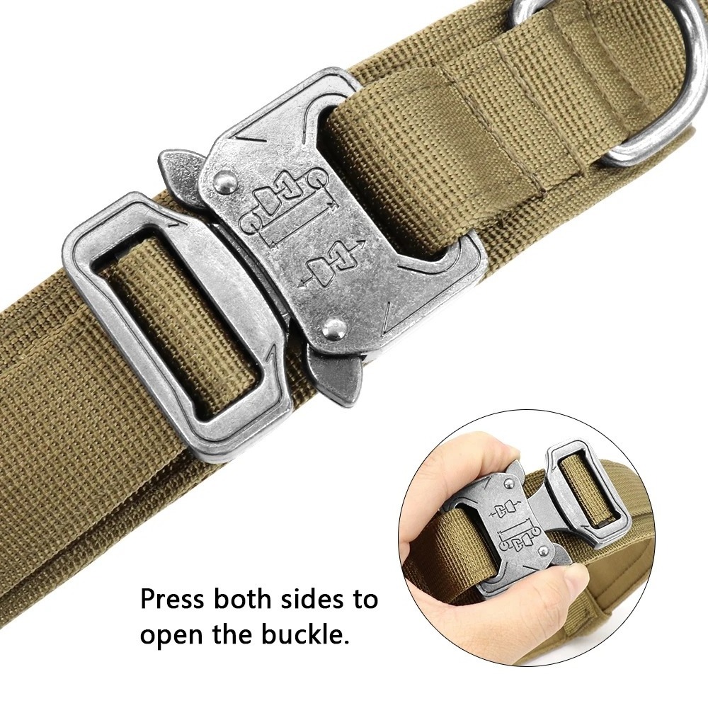 Factory Wholesale Tactical Dog Collar Adjustable Durable Nylon For Medium Large Walking Training Pet Accessories